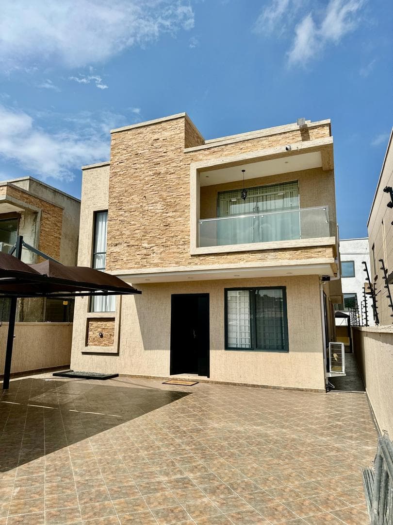 Exquisite 3 3bedrooms house for rent. Fully furnished Bedrooms ensuit Swimming pool Fitted kitchen Waredrops Serene environment Price is Gh22000 per month Minimum duration is 6 months Location: East l